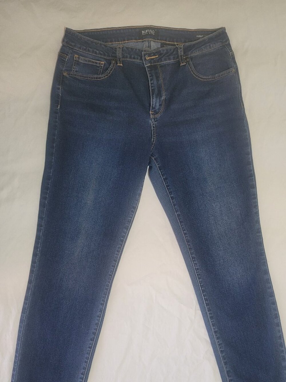 Buffalo Pursuit Mid Rise Super Soft Skinny Jeans Size 12/32, Dark Blue Denim